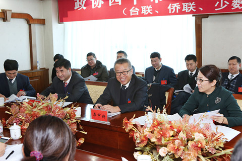 市委常委，纪检委书记李中新、副市长邵华、市政协副主席孙立忠参加台联、侨联、少数民族组讨论