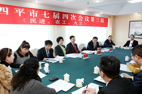 市委常委、市政法委书记许才山、副市长杨维林、市政协副主席刘俊玲参加民进、农工、九三组讨论