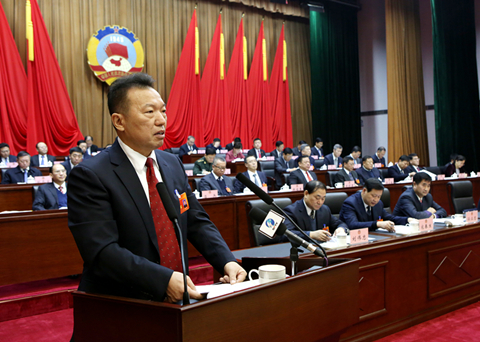 市政协政协杨枫在八届一次会议上作第七届常委会工作报告